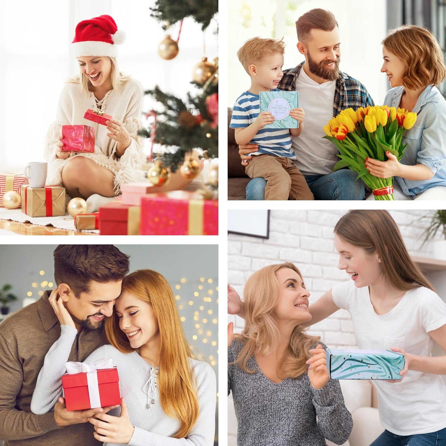 Christmas Candle Gifts - Scented Candles Gifts Set for Women, 4 Packs Aromatherapy Candles for Home Scented, 120H Long Burning Natural Soy Wax Candles Set for Birthday, Mother'S Day, Valentine'S Day