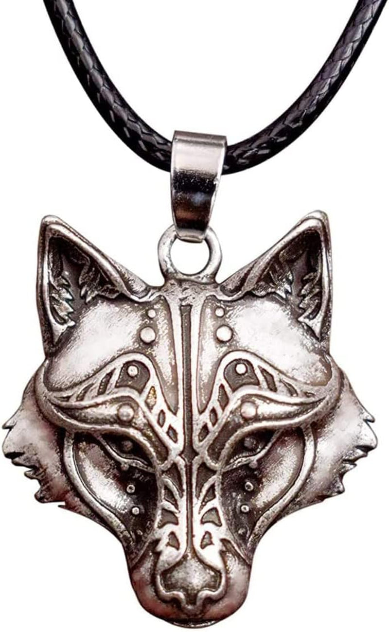 Wolf Necklace, Viking Wolf Head Pendant, Animal Totem Jewelry Gift for Men and Women