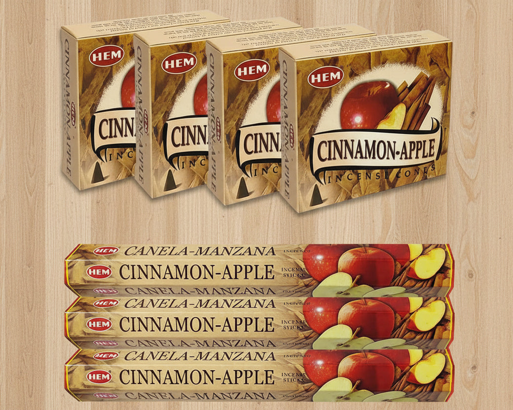 Cinnamon Apple Incense Sticks and Cone Incense Holder Variety Pack Bundle Insence Insense Insienso