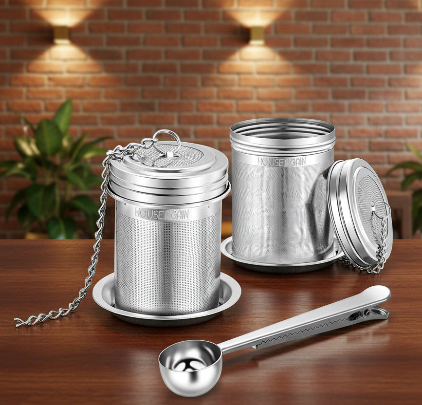 Tea Infuser (2 Pack with Scoop), Extra Fine Mesh Tea Infusers for Loose Tea, 18/8 Stainless Steel Tea Strainer with Extended Chain Hook, Tea Steeper for Brew Tea, Spices & Seasonings