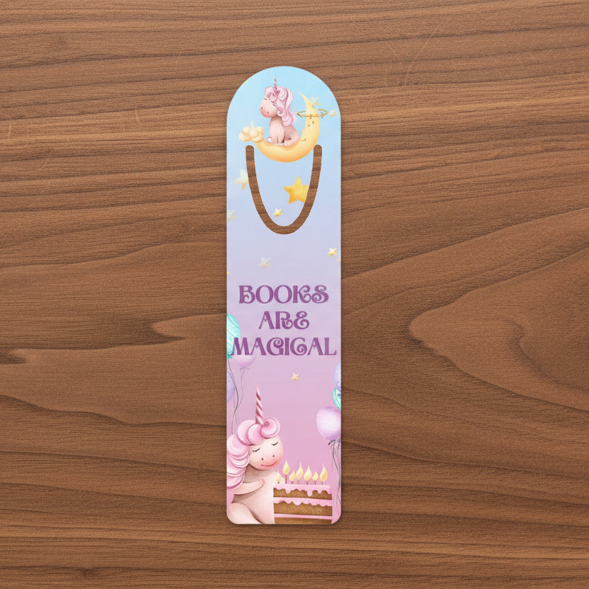 Books Are Magical Unicorn bookmark for Kids
