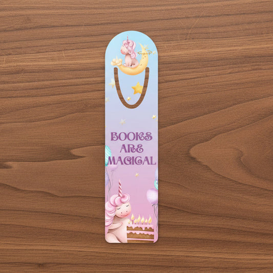 Books Are Magical Unicorn bookmark for Kids
