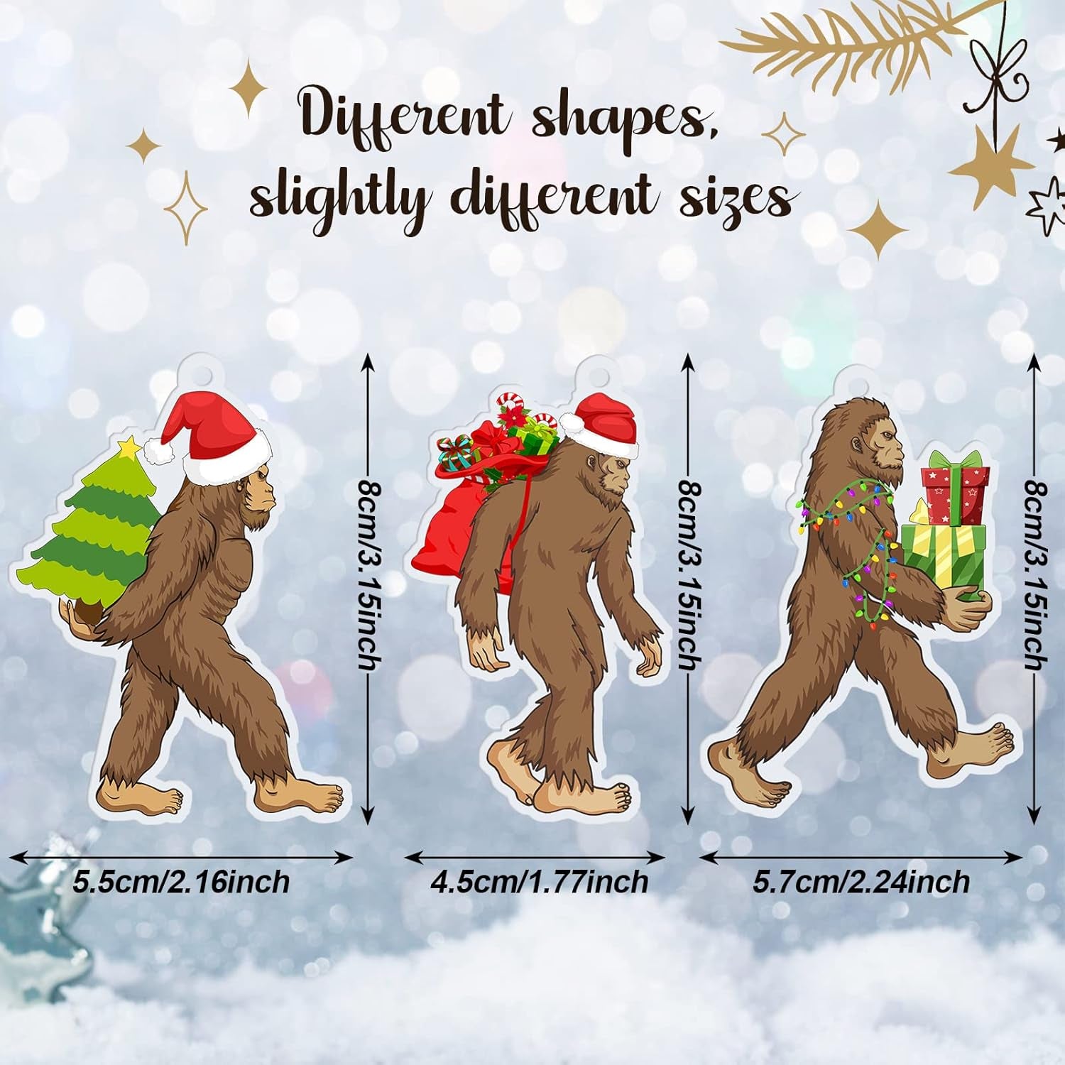 6 Pcs Air Freshener Christmas Foot Sasquatch Gifts Funny Hanging Car Air Freshener for Women Men Automotive Accessories, Pine Scent, 3.15 Inches, 3 Styles