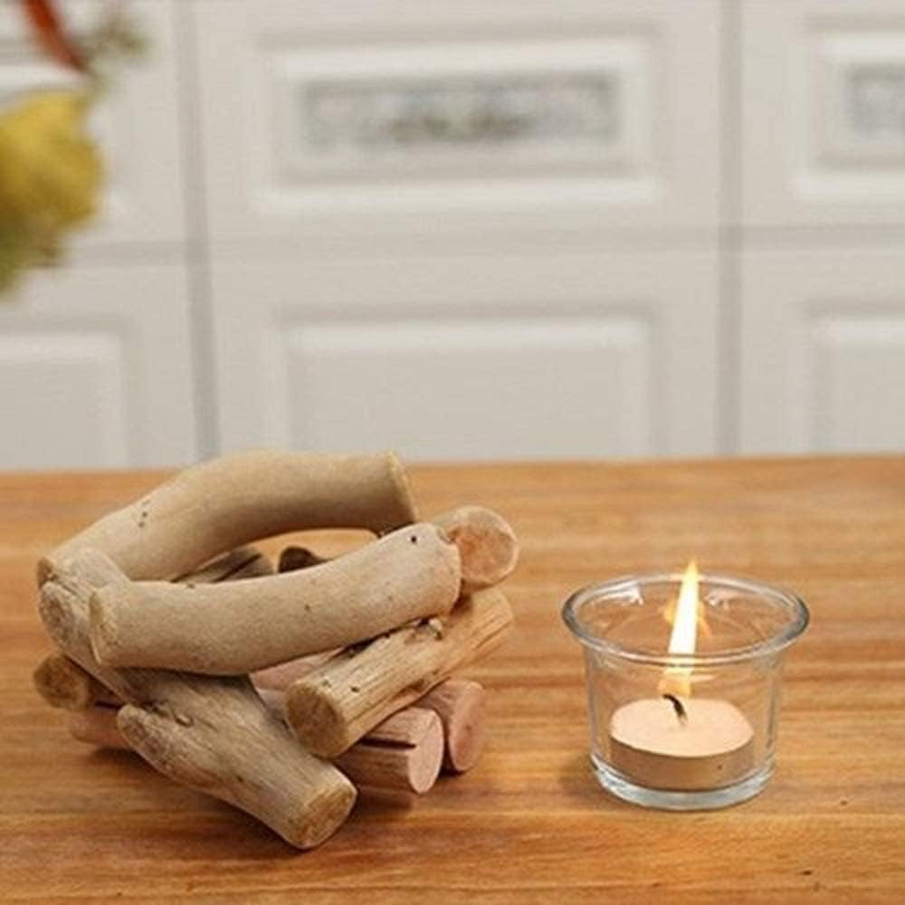 Handmade Wooden Tea Light Candle Holder with Glass Cup Rustic Country Coastal Style for Farmhouse Home Decoration Home Altar Decoration Holiday Wedding Decoration