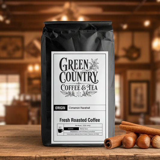 Green Country Gifts Cinnamon Hazelnut Coffee with warm cinnamon and nutty hazelnut flavor