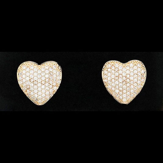 Shimmering Cubic Zirconia Heart Stud Earrings