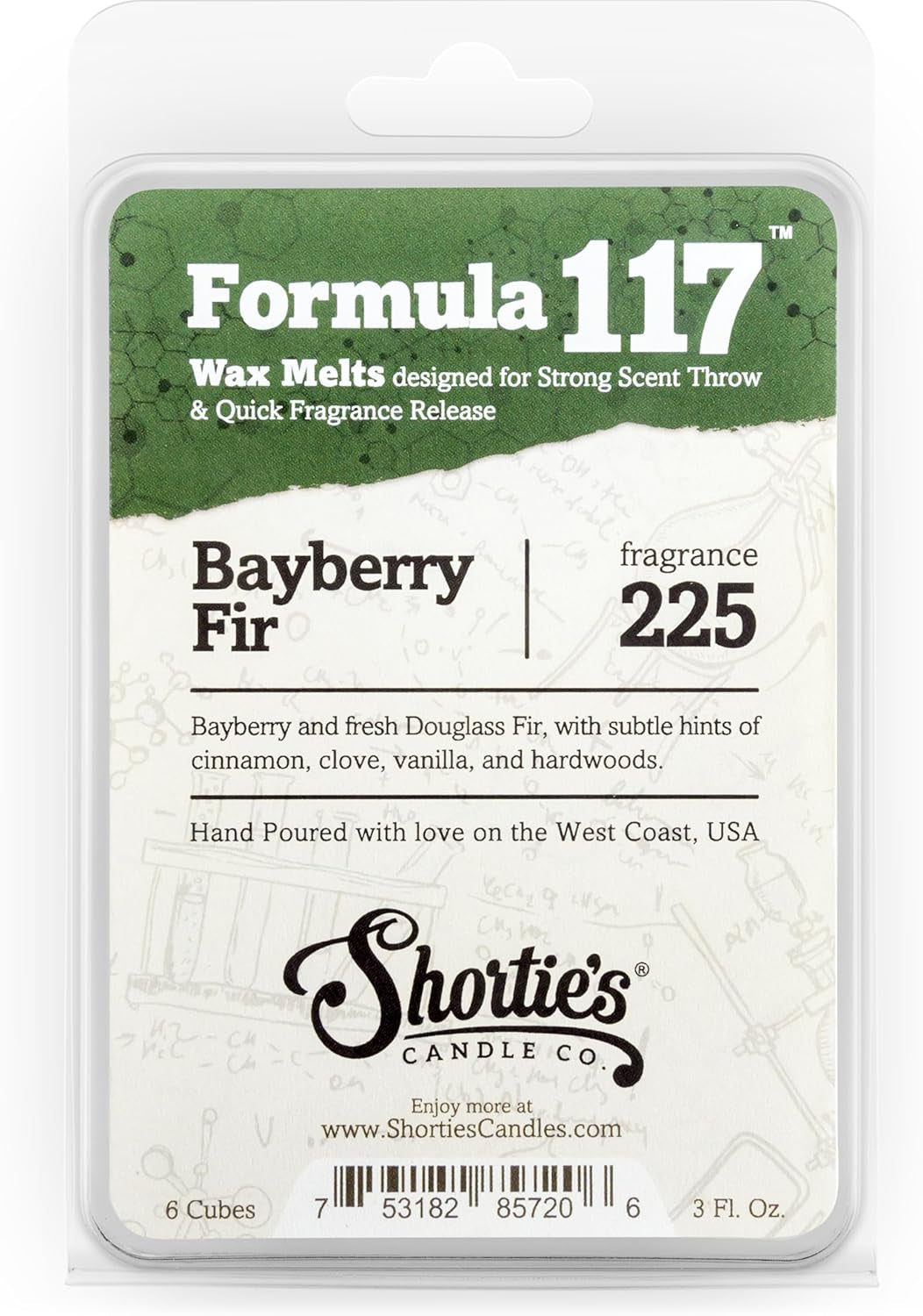Bayberry Fir Wax Melts - Formula 117-1 Highly Scented 3 Oz. Bar - Made with Natural Oils - Christmas & Holiday Air Freshener Cubes Collection