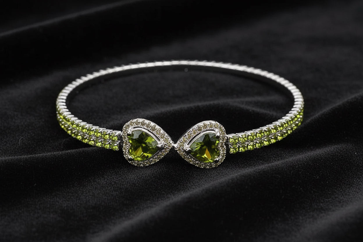 Double Heart End Rhinestone Spring Wrap Bracelet