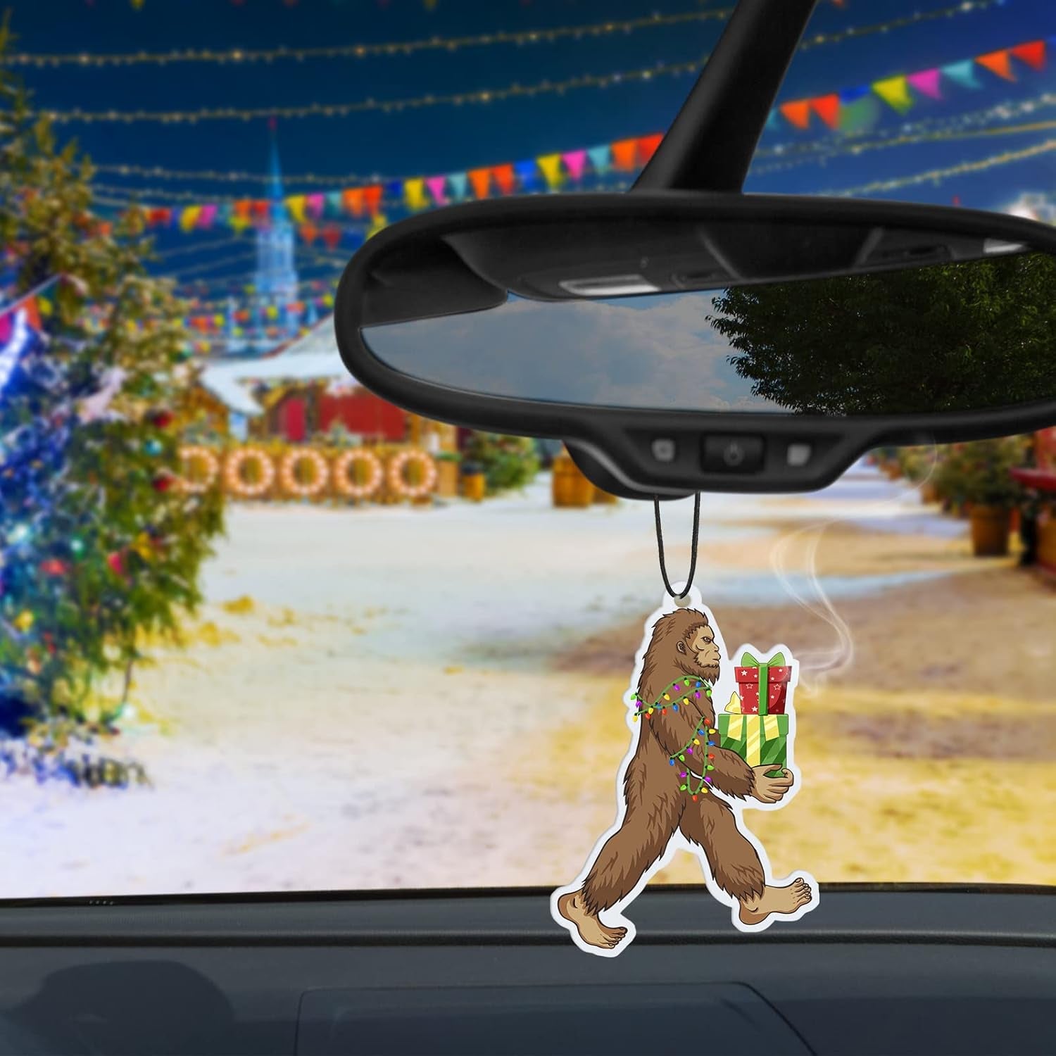 6 Pcs Air Freshener Christmas Foot Sasquatch Gifts Funny Hanging Car Air Freshener for Women Men Automotive Accessories, Pine Scent, 3.15 Inches, 3 Styles