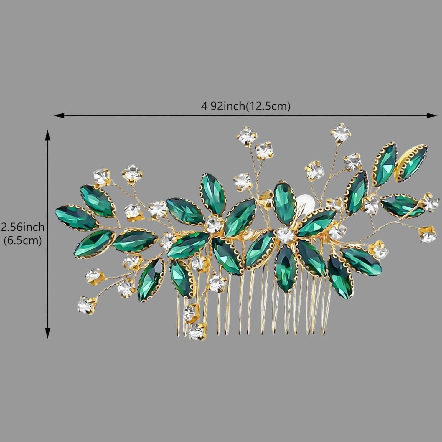 Green Crystal Bride Wedding Hair Side Comb Green Leaf Rhinestone Gold Hair Vine Rhinestone Bride Headpiece Jewelry Wedding Hair Accessories for Women