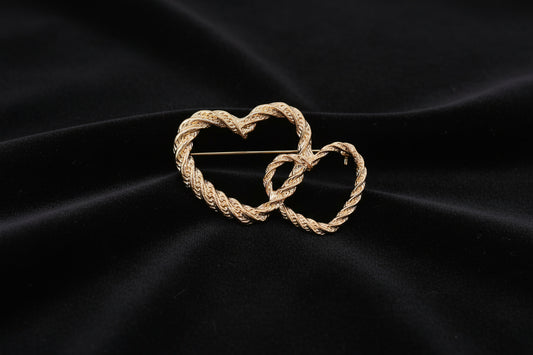 VINTAGE DOUBLE HEART BROOCH