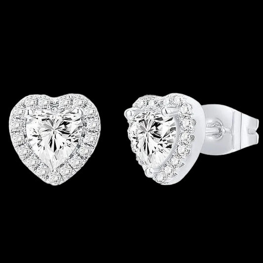 12Mm Radiant Heart Cubic Zirconia Stud Earrings