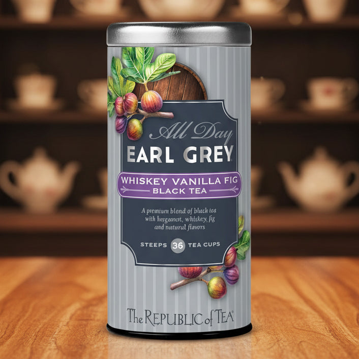 The Republic of Tea – All Day Earl Grey Whiskey Vanilla Fig Black Tea, Naturally Caffeinated, 36 Tea Bags