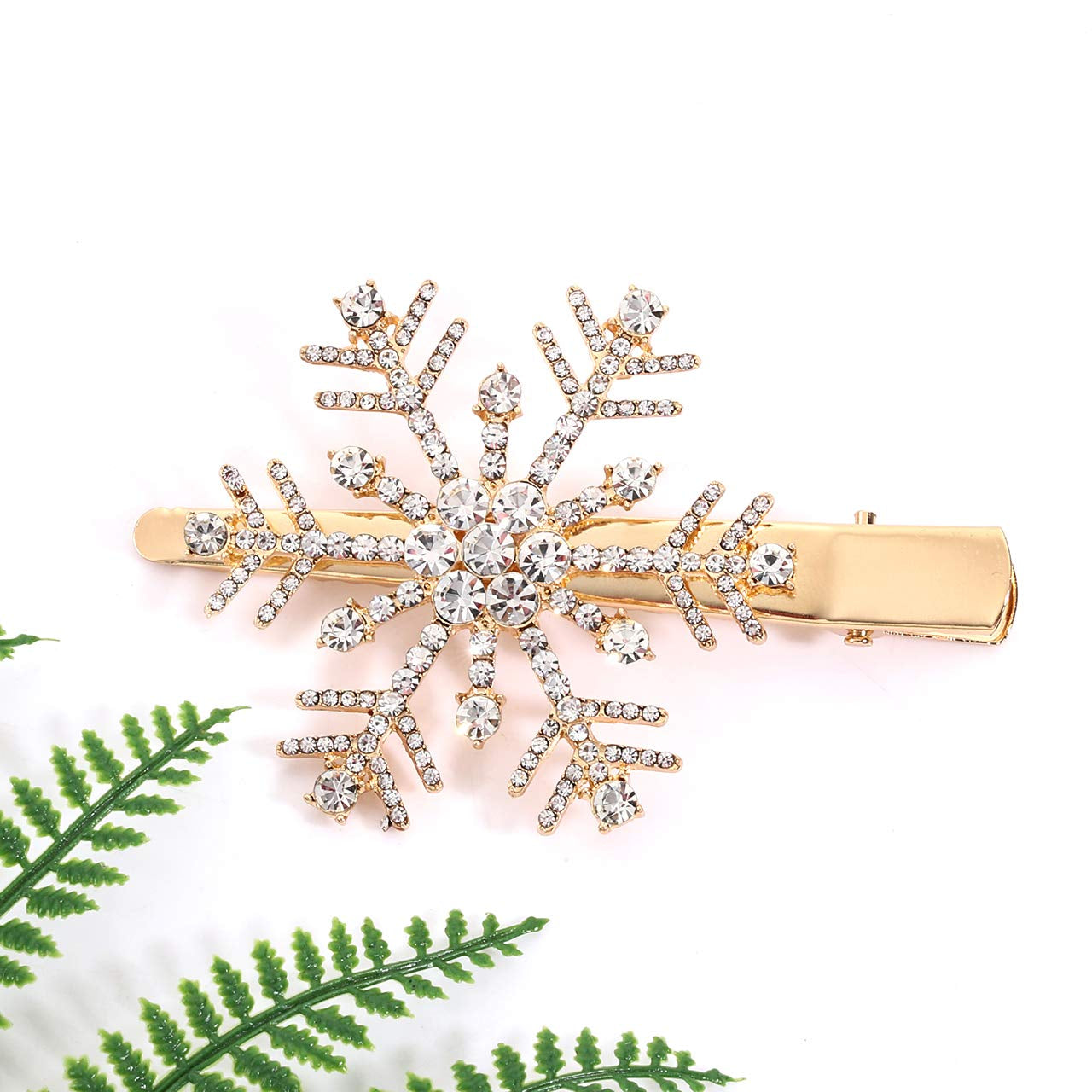 Christmas Hair Clips Hairpin Sparkling Rhinestone Christmas Tree Bells Snowflake Reindeer Hair Barrette Xmas Holiday Party Alligator Hair Clips Hair Accessories for Woman (Snowflake Reindeer)