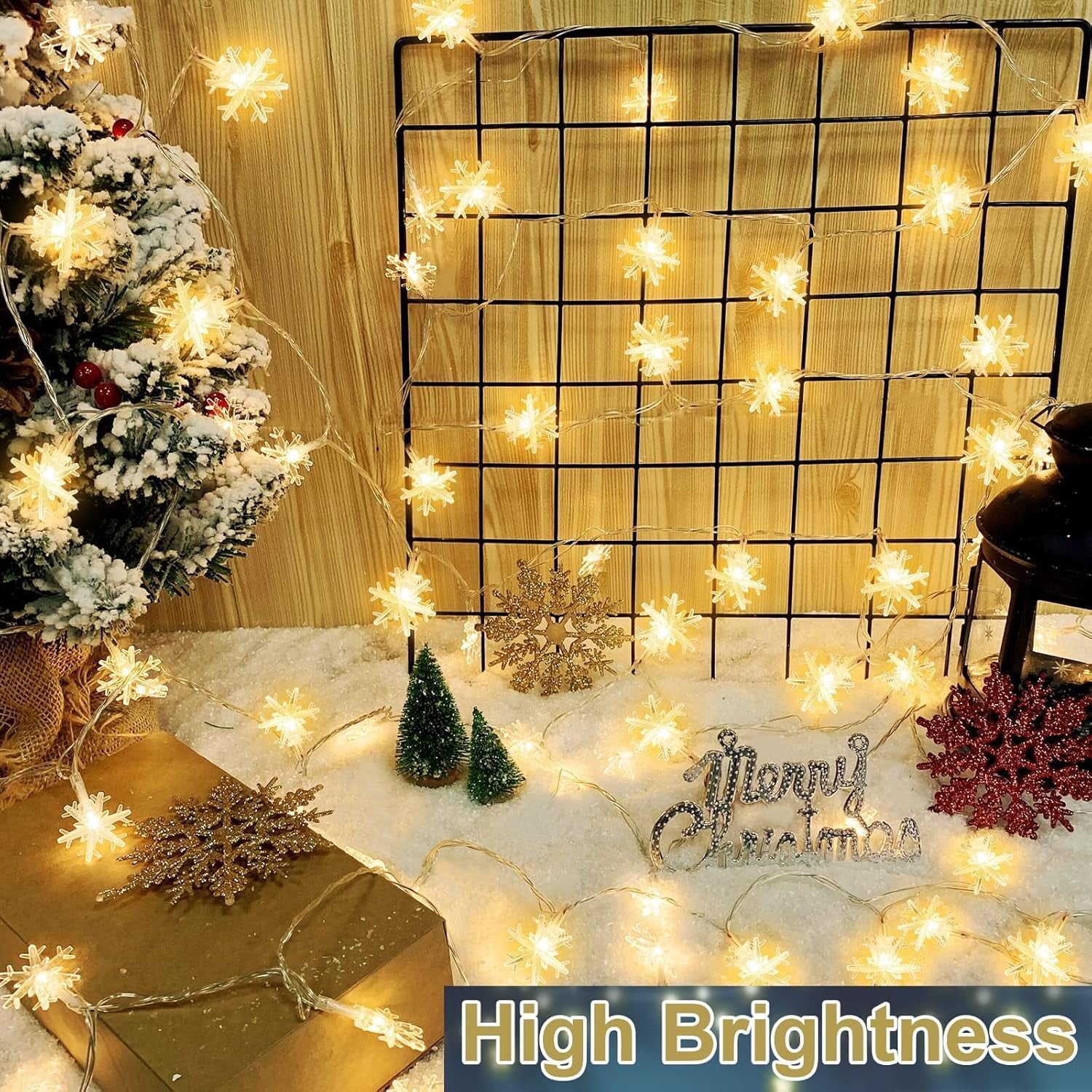 Snowflake LED String Lights – 16.4 Ft, 8 Modes with Remote & Timer
