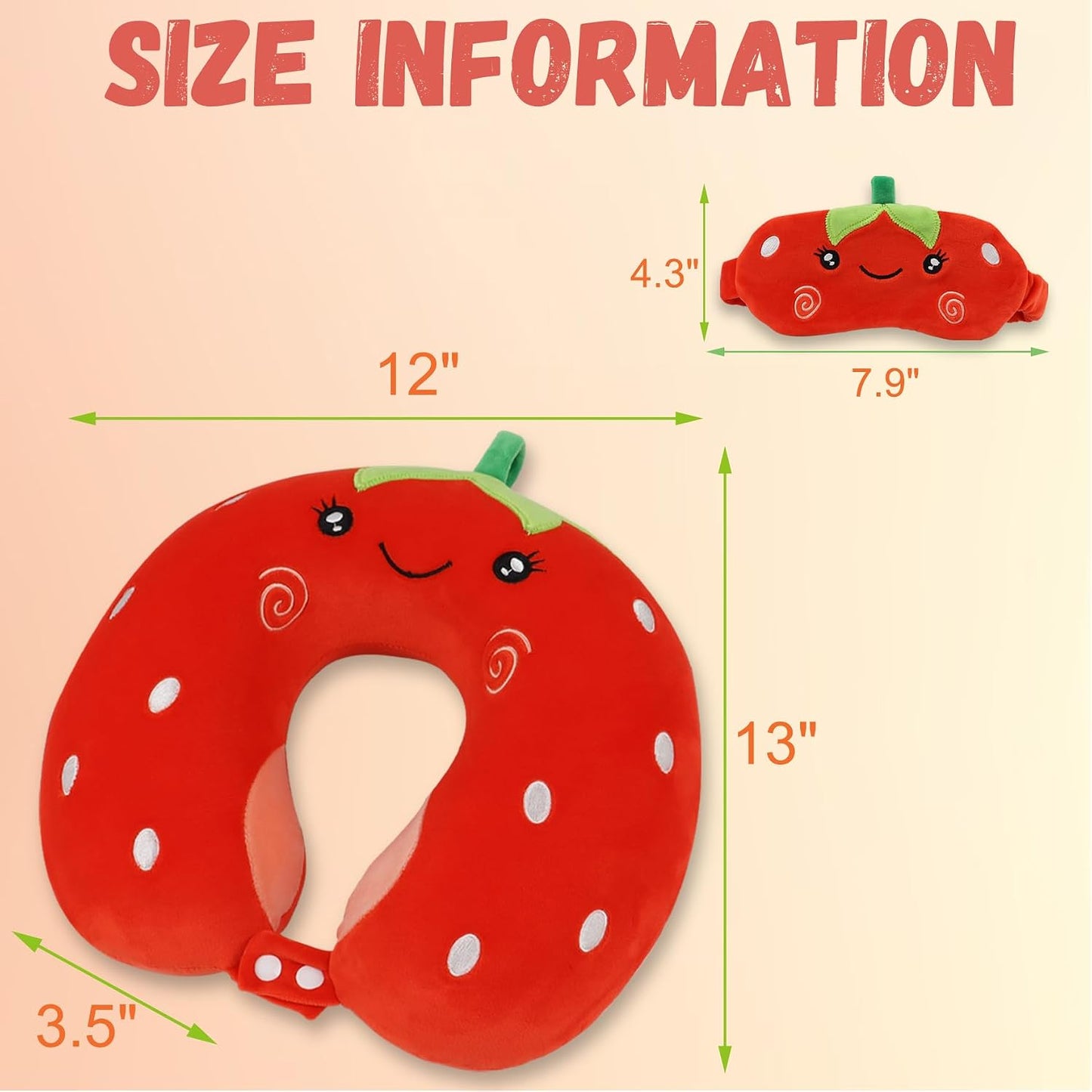 Kids Neck Pillow for Travel with Sleep Eye Mask | Memory Foam Flight Sleeping Headrest Pillow 