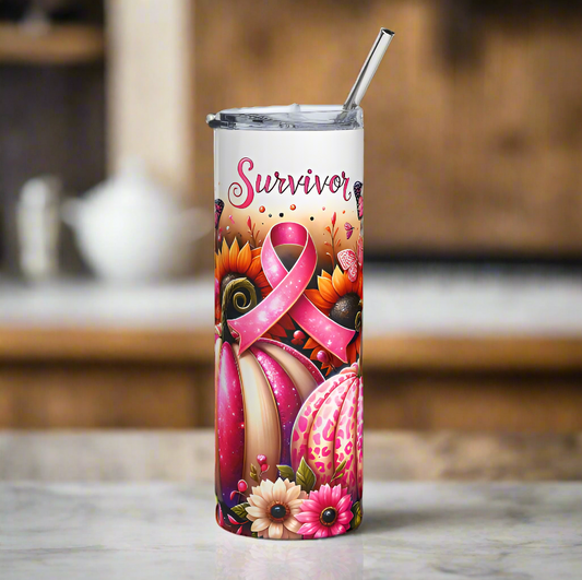Fall Themed Cancer Survivor 20oz Stainless Steel Tumbler