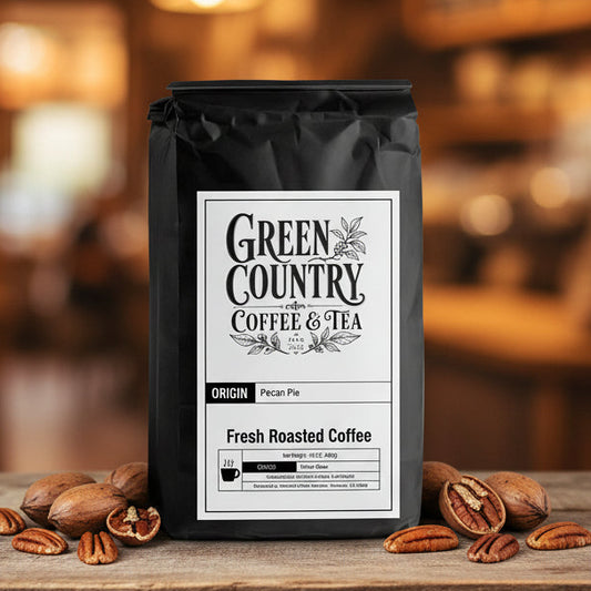 Green Country Gifts Pecan Pie Coffee with roasted pecan, caramelized sugar and browned butter flavor notes