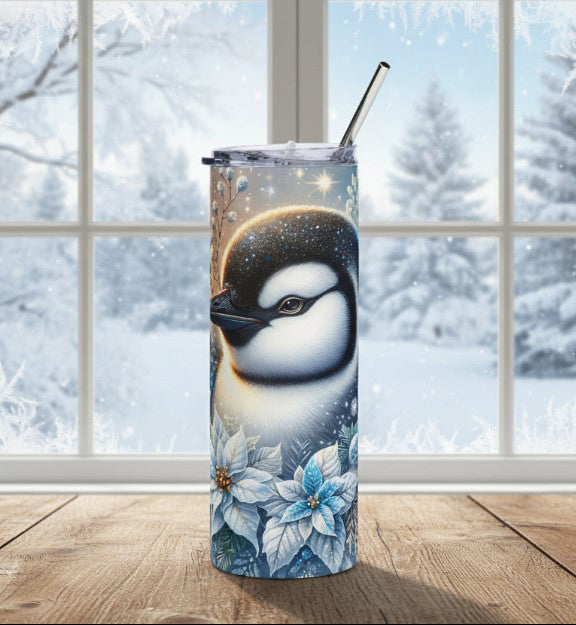 Penguin Winter Floral 20oz Skinny Tumbler with Straw