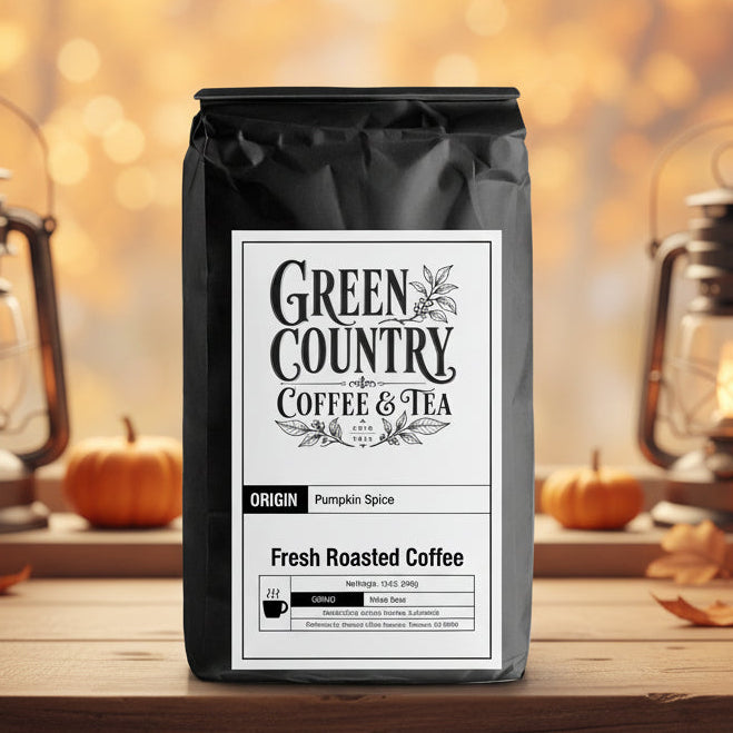 Pumpkin Spice flavored medium roast coffee from Green Country Coffee & Tea