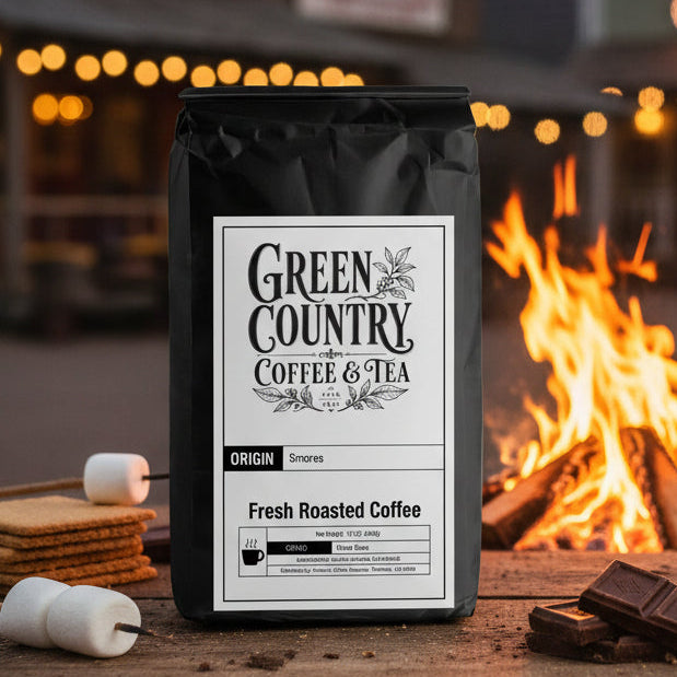 Green Country Gifts S’mores Coffee featuring a cozy campfire-inspired flavored coffee blend