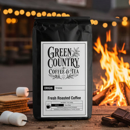 Green Country Gifts S’mores Coffee featuring a cozy campfire-inspired flavored coffee blend